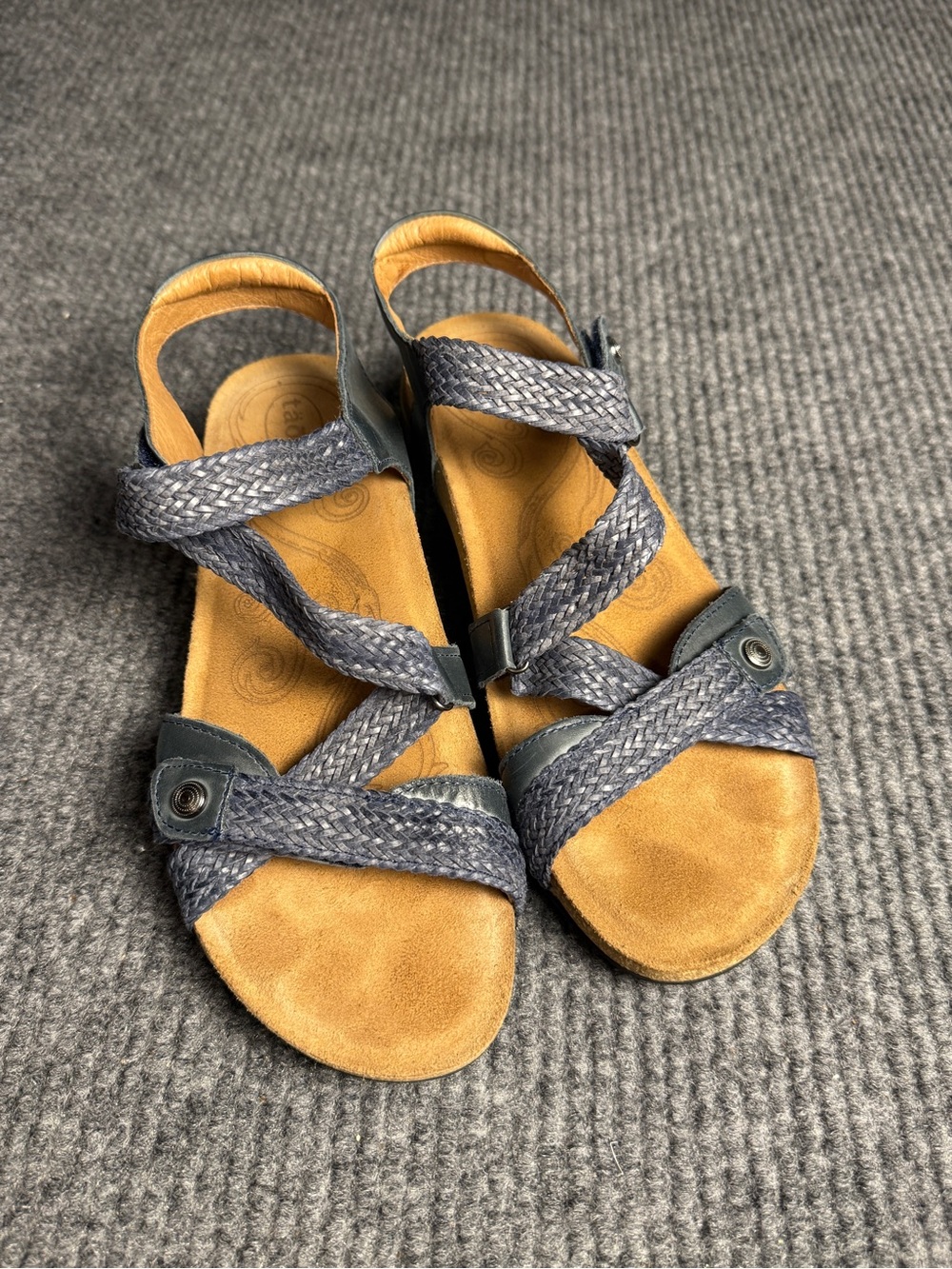 Taos Trulie Heather Navy Braided Leather Strappy Comfort Sandals Size 9.5 NWOB - Picture 2 of 8